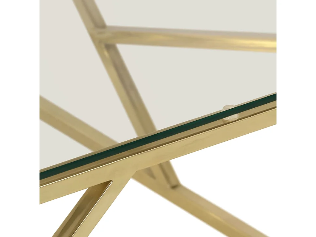Table basse doré acier inoxydable et verre trempé