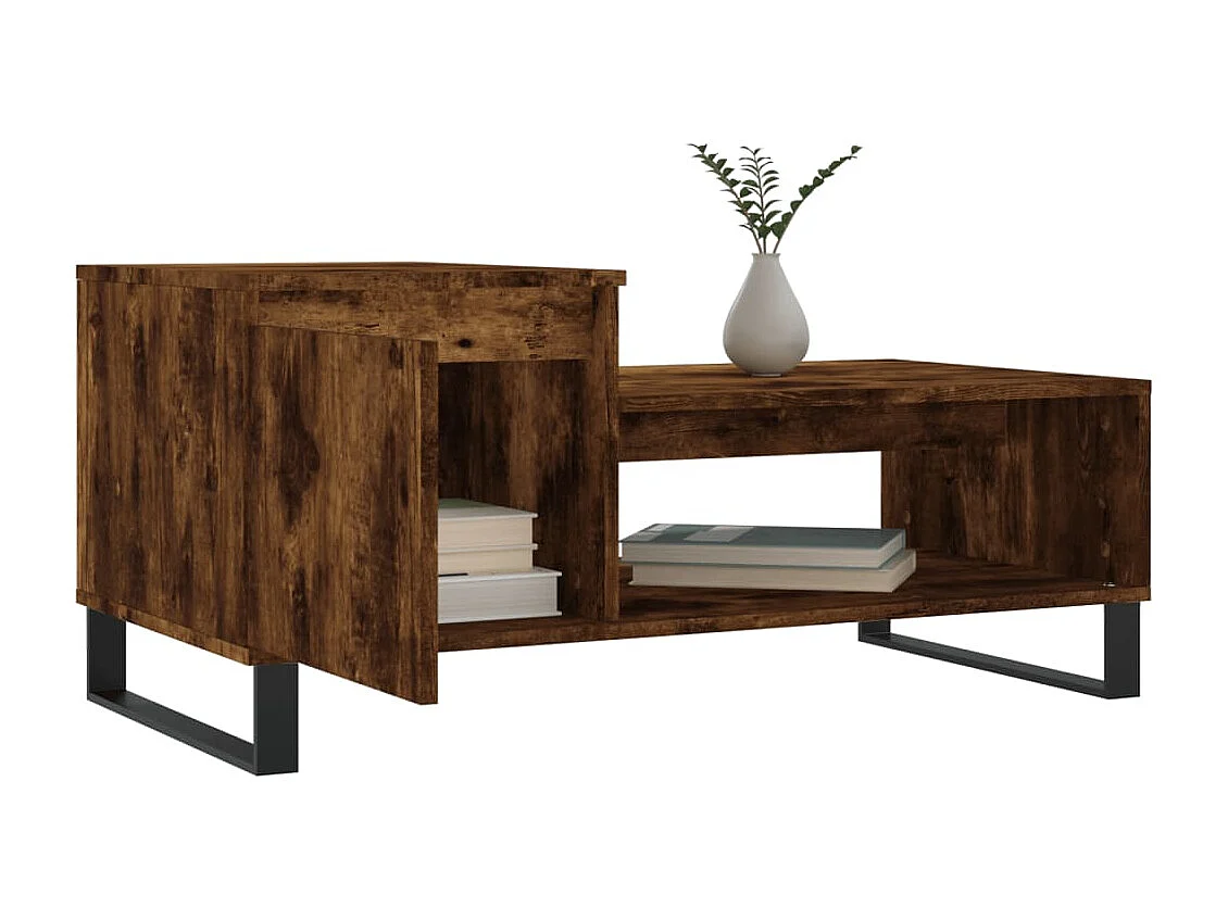 Salontafel 100x50x45 cm bewerkt hout gerookt eikenkleurig