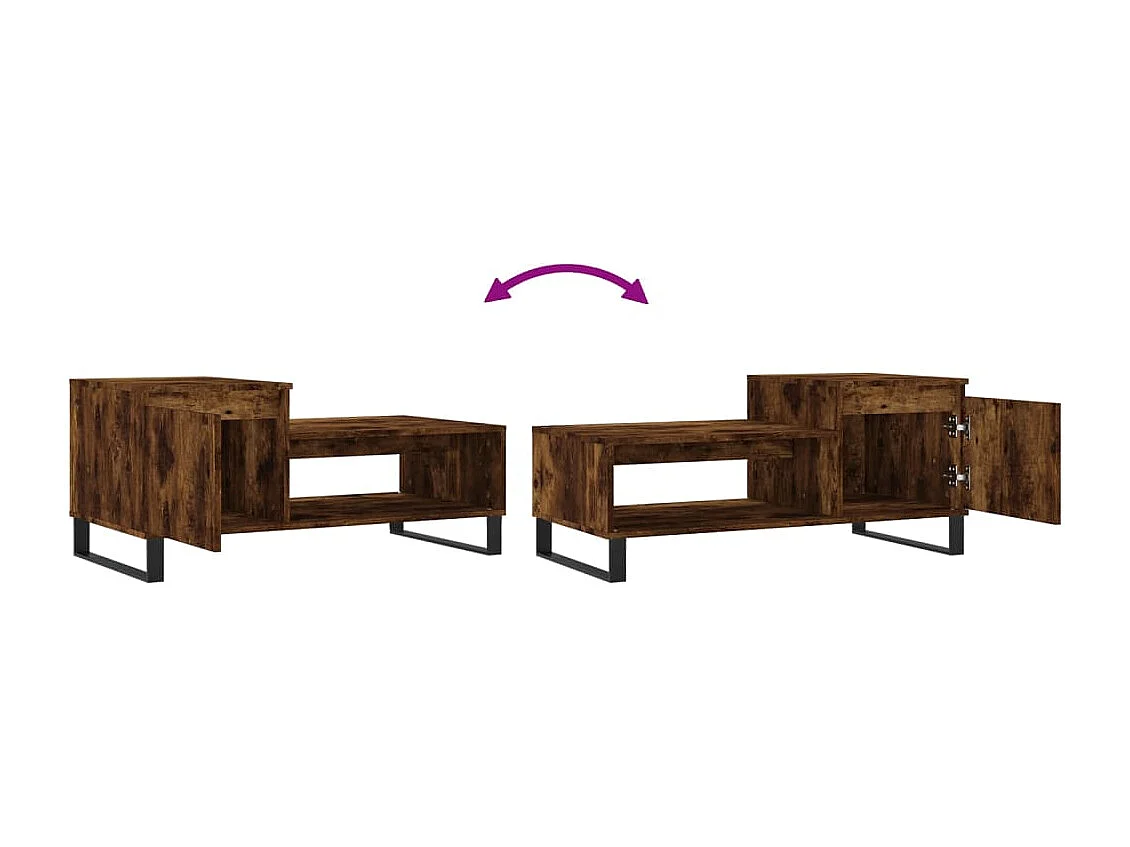 Salontafel 100x50x45 cm bewerkt hout gerookt eikenkleurig