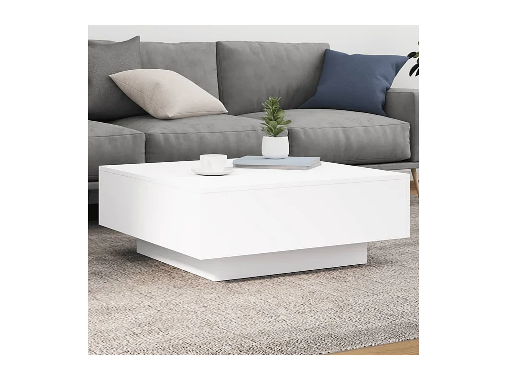 Table basse blanc 80x80x31 cm bois d'ingénierie