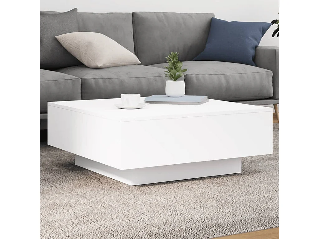 Table basse blanc 80x80x31 cm bois d'ingénierie
