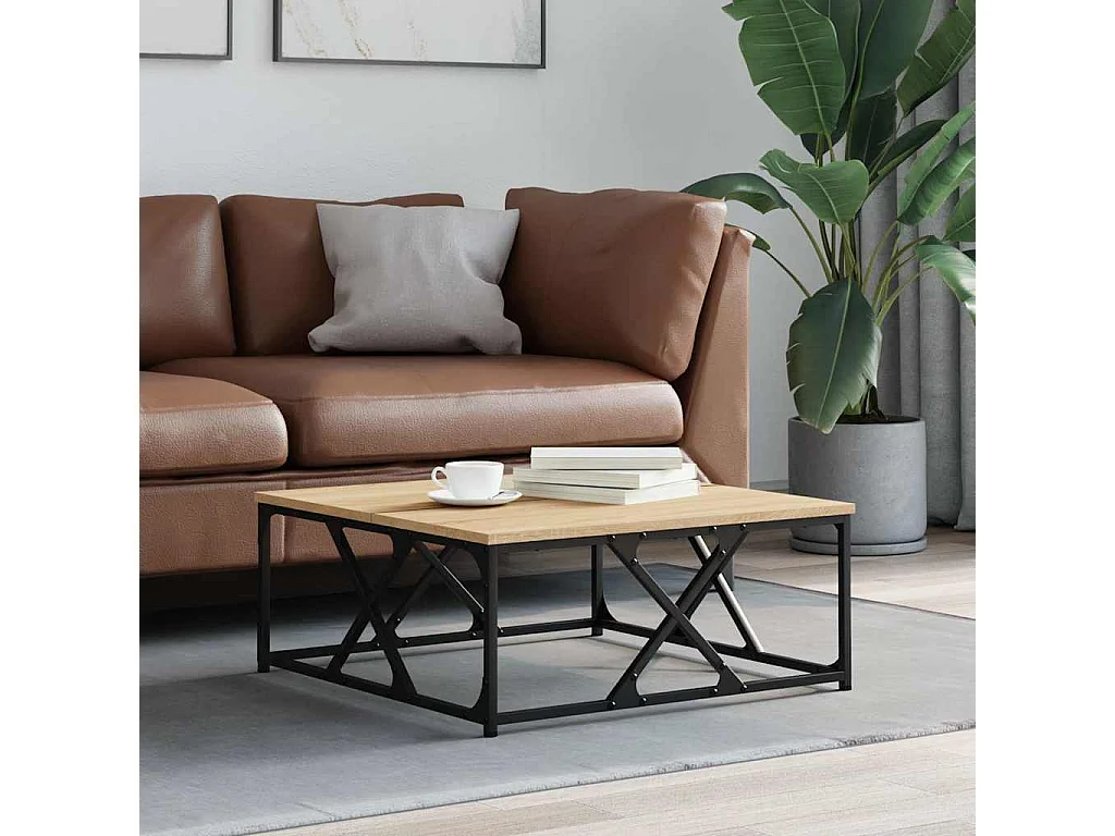 Salontafel 70x70x30 cm bewerkt hout sonoma eikenkleurig