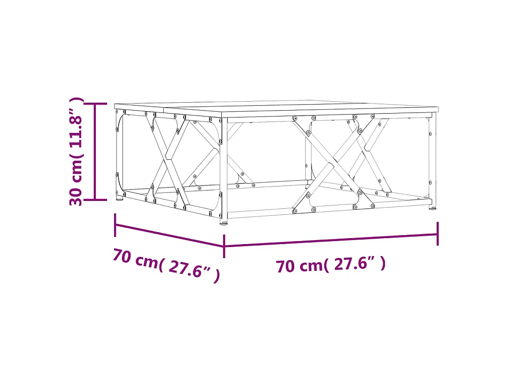 Salontafel 70x70x30 cm bewerkt hout sonoma eikenkleurig