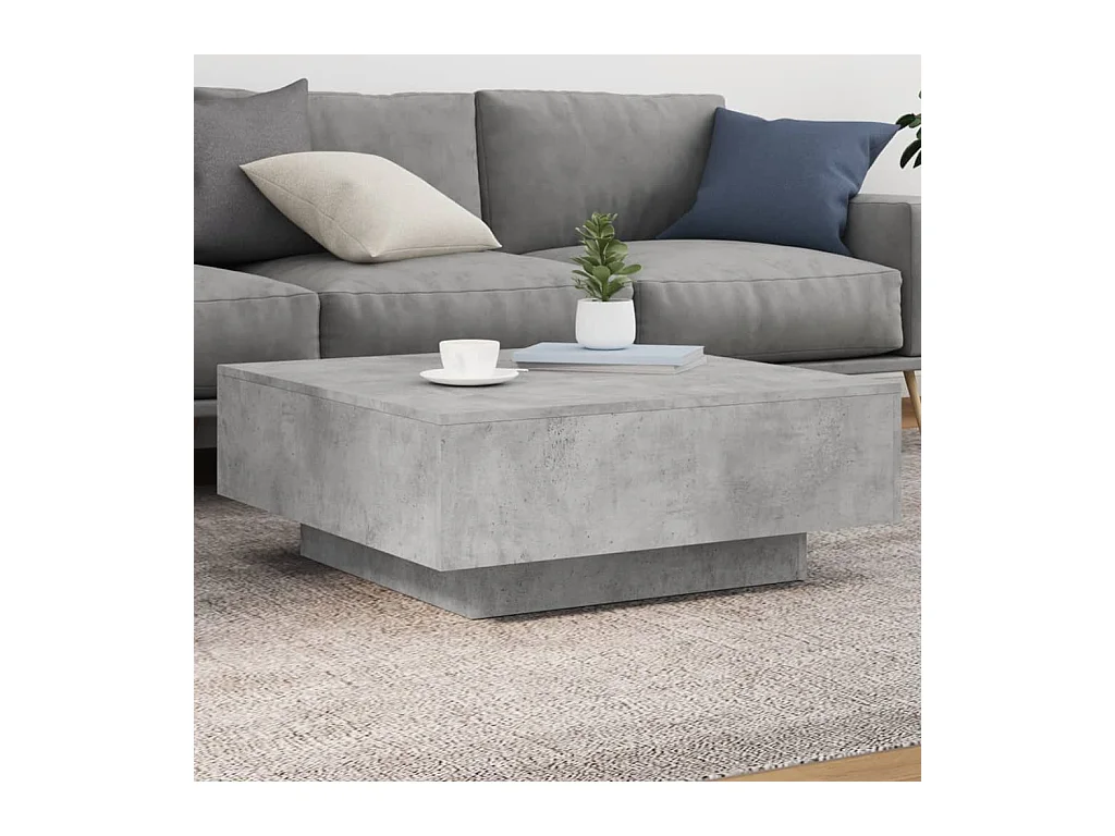 Table basse gris béton 80x80x31 cm bois d'ingénierie