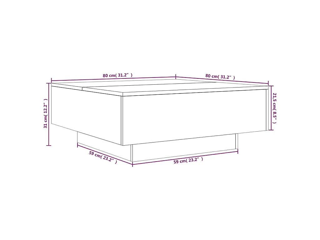 Salontafel 80x80x31 cm spaanplaat betongrijs