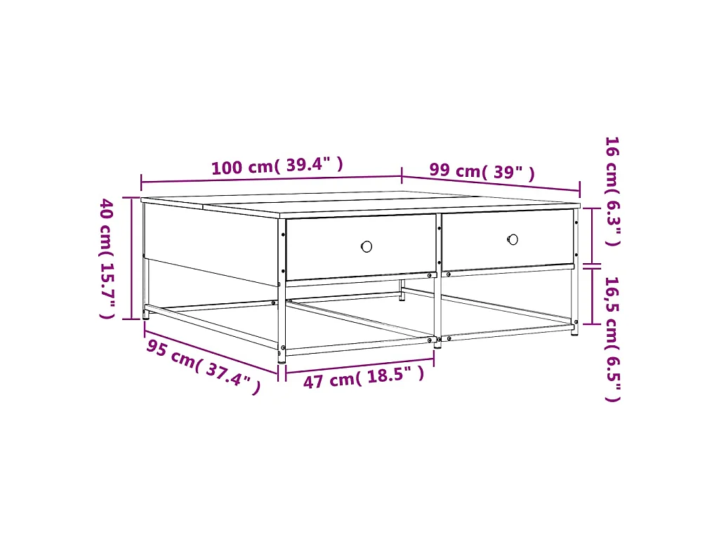 Tavolino da Salotto Grigio Sonoma 100x99x40cm Legno Multistrato