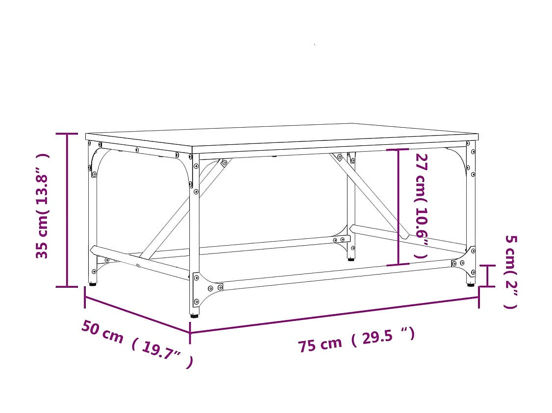 Table basse chêne sonoma 75x50x35 cm bois d'ingénierie