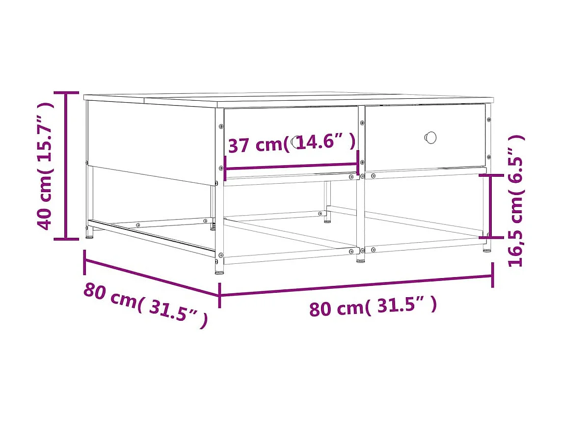 Couchtisch Braun Eichen-Optik 80x80x40 cm Holzwerkstoff