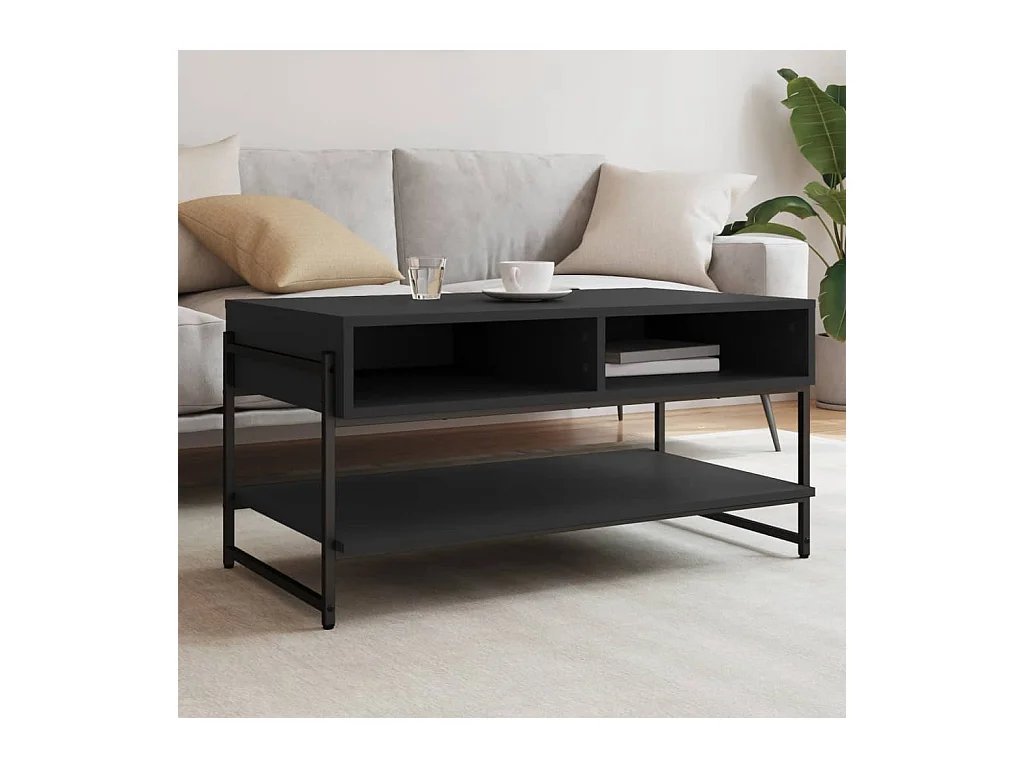 Table basse noir 90x50x45 cm bois d'ingénierie