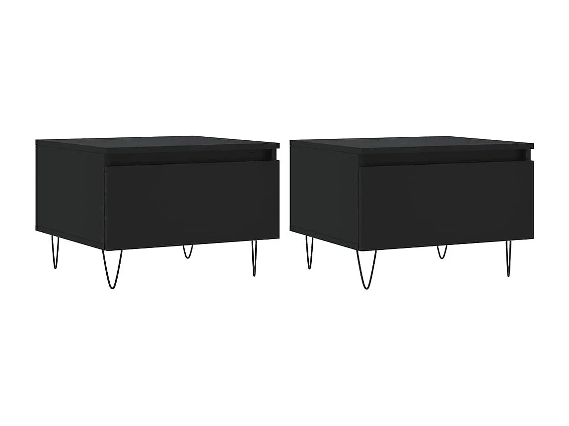 Tables basses 2 pcs noir 50x46x35 cm bois d'ingénierie