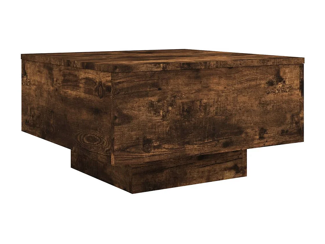 Table basse avec lumières LED chêne fumé 55x55x31 cm