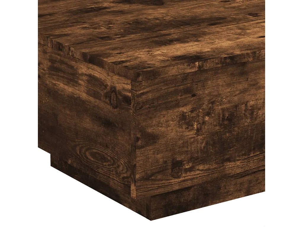 Table basse avec lumières LED chêne fumé 55x55x31 cm