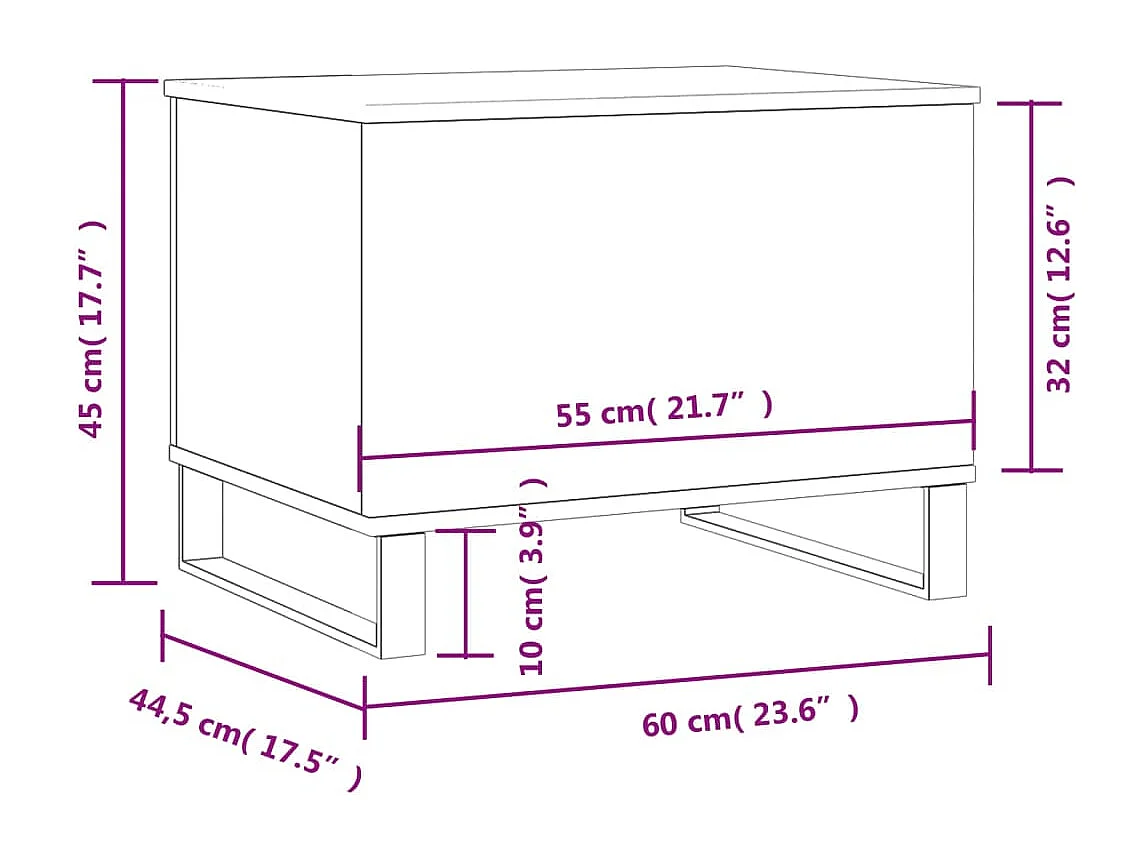Salontafel 60x44,5x45 cm bewerkt hout bruin eikenkleur