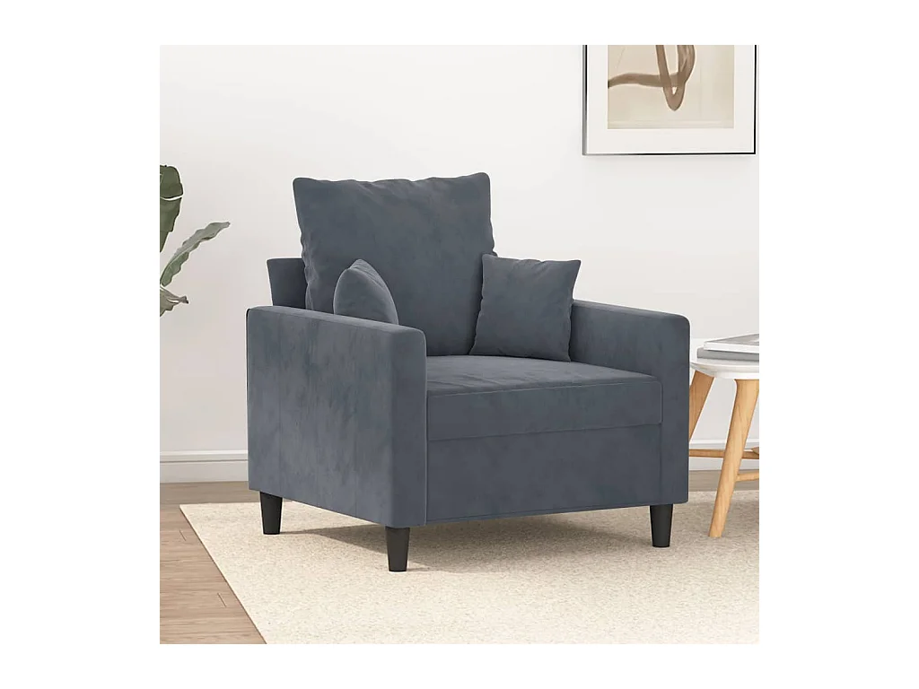 Fauteuil Gris foncé 60 cm Velours
