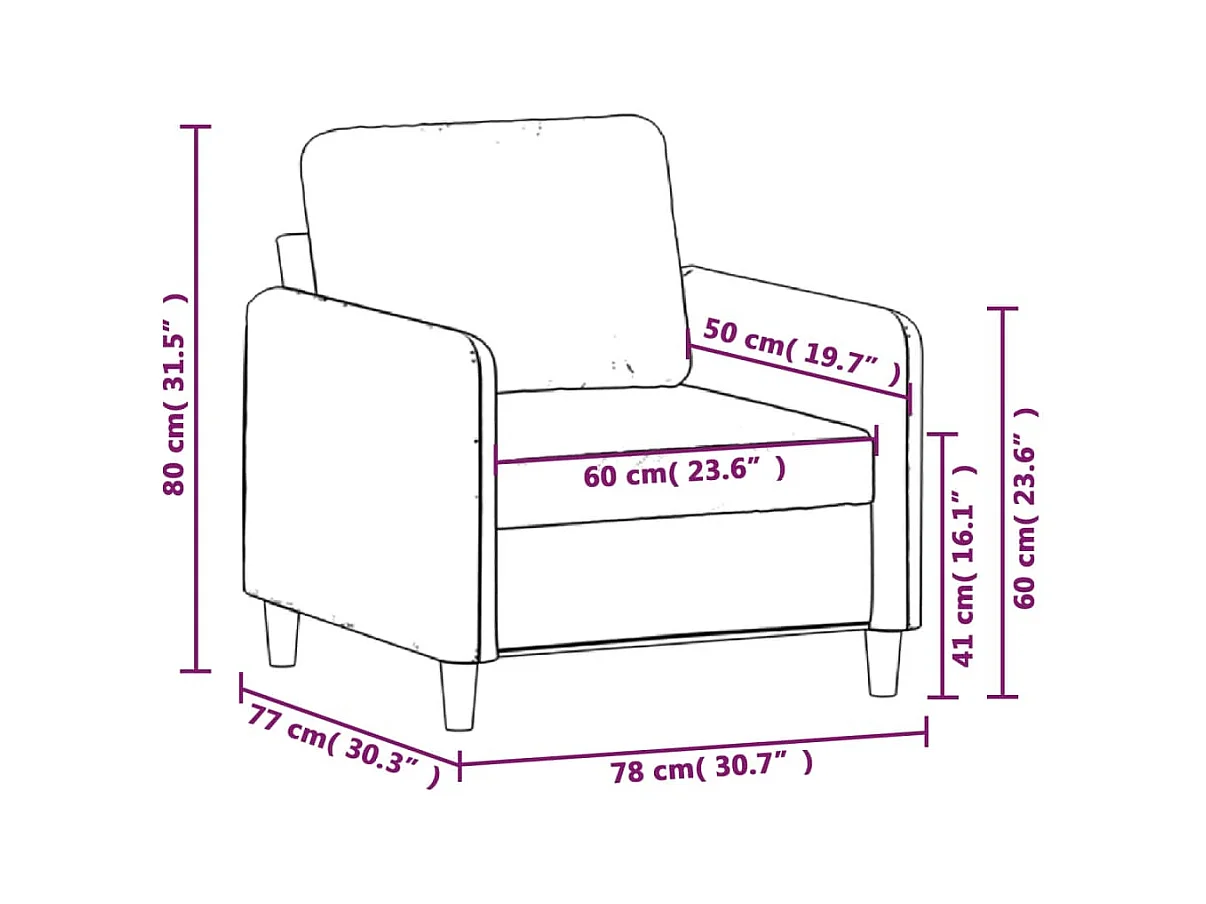 Sessel Hellgrau 60 cm Stoff