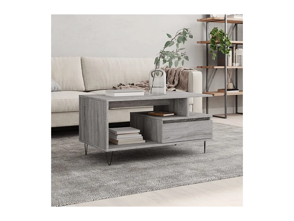 Table basse Sonoma gris 90x49x45 cm Bois d'ingénierie