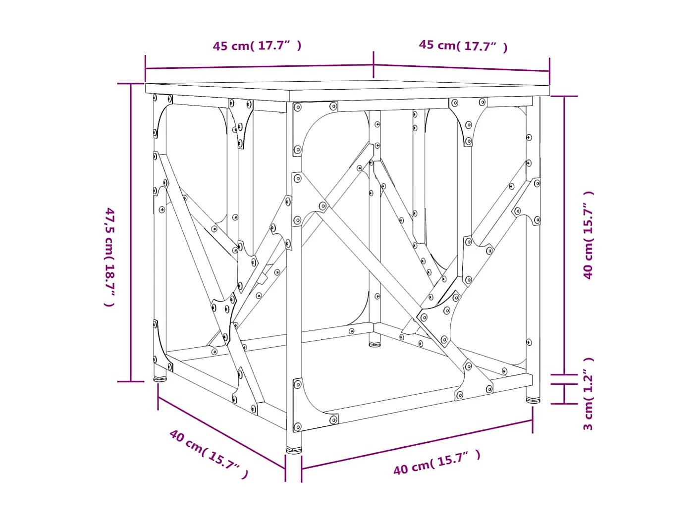 Couchtisch Schwarz 45x45x47,5 cm Holzwerkstoff