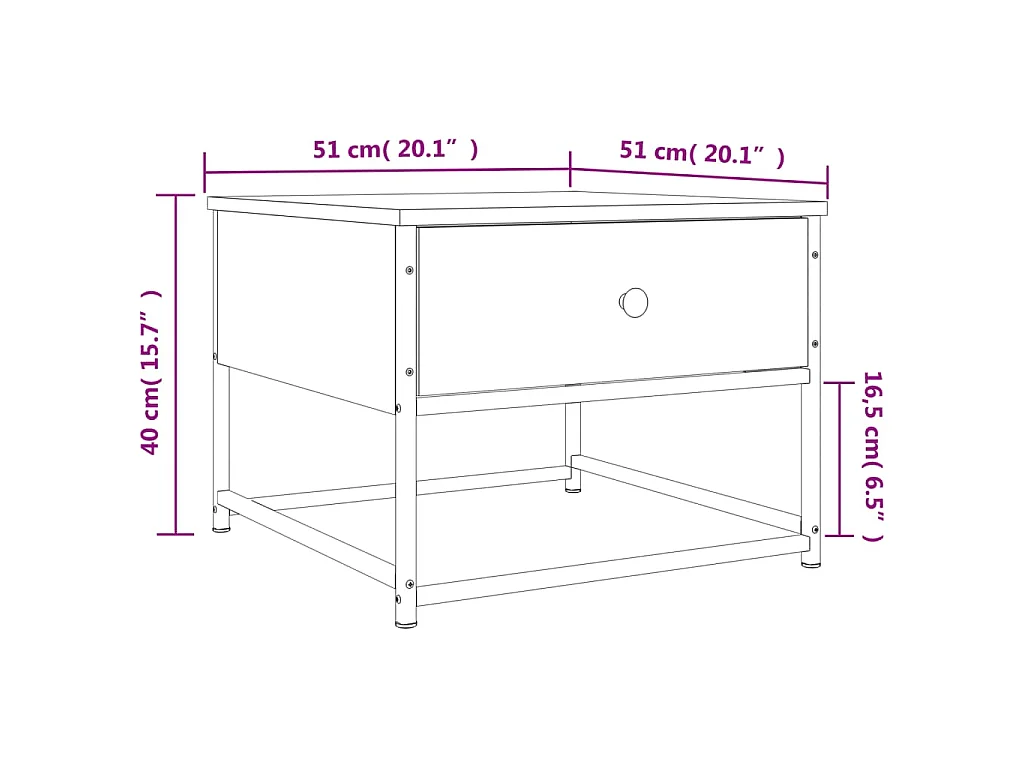 Couchtisch Schwarz 51x51x40 cm Holzwerkstoff