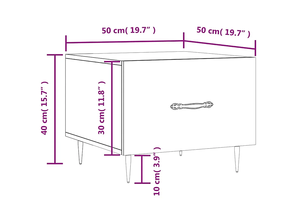 Tavolini Salotto 2pz Bianco Lucido 50x50x40cm Legno Multistrato