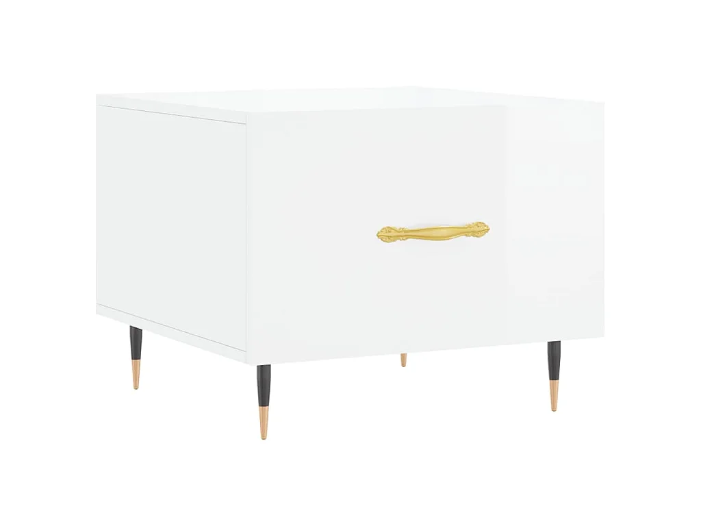 Tavolini Salotto 2pz Bianco Lucido 50x50x40cm Legno Multistrato