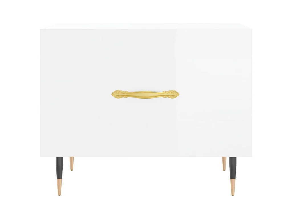 Tavolini Salotto 2pz Bianco Lucido 50x50x40cm Legno Multistrato