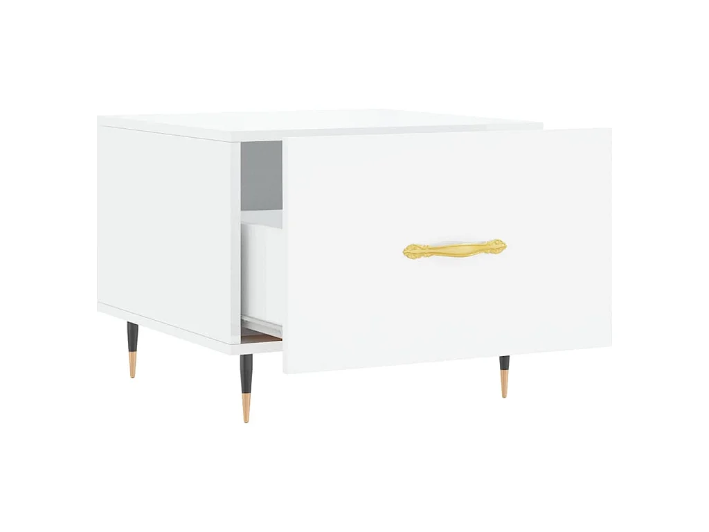 Tavolini Salotto 2pz Bianco Lucido 50x50x40cm Legno Multistrato