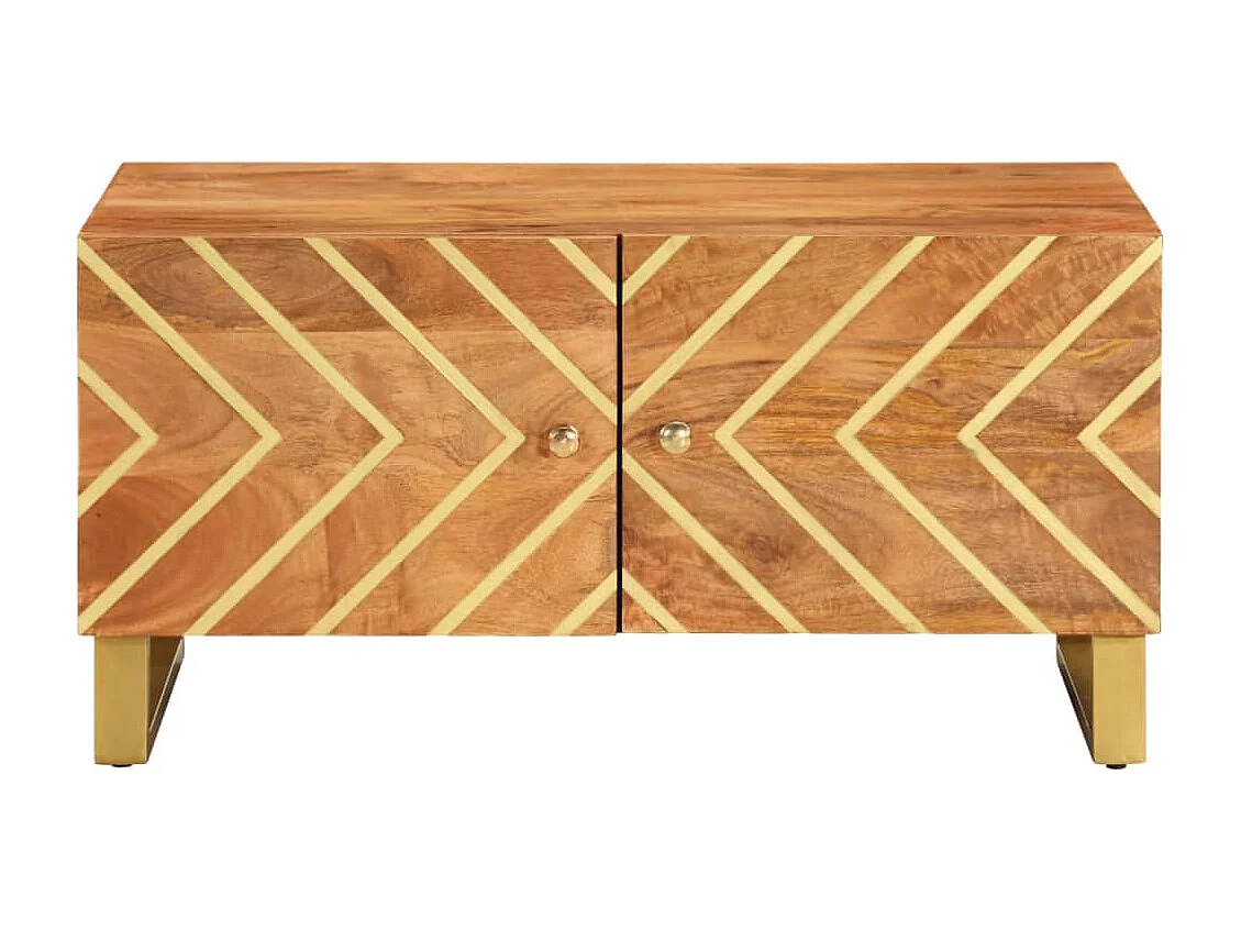 Couchtisch Braun und Schwarz 80x50x40 cm Massivholz Mango