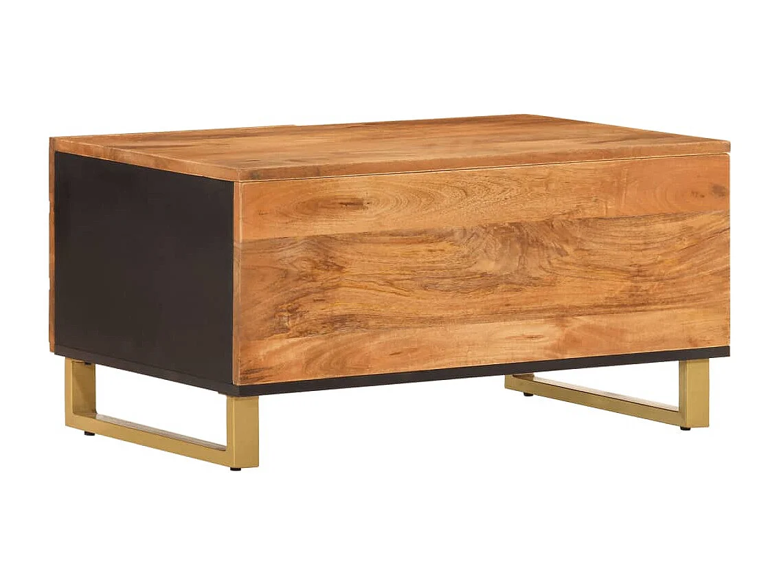 Couchtisch Braun und Schwarz 80x50x40 cm Massivholz Mango