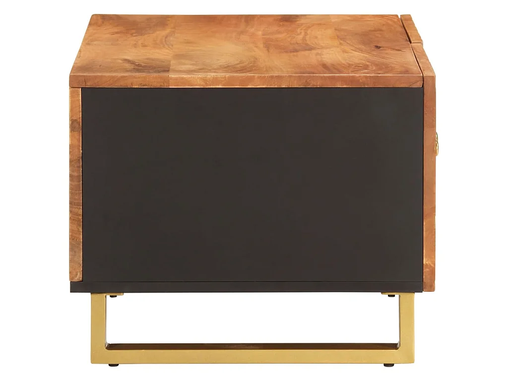 Mesa de centro madera maciza de mango negro marrón 80x50x40 cm