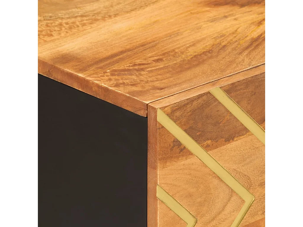 Mesa de centro madera maciza de mango negro marrón 80x50x40 cm