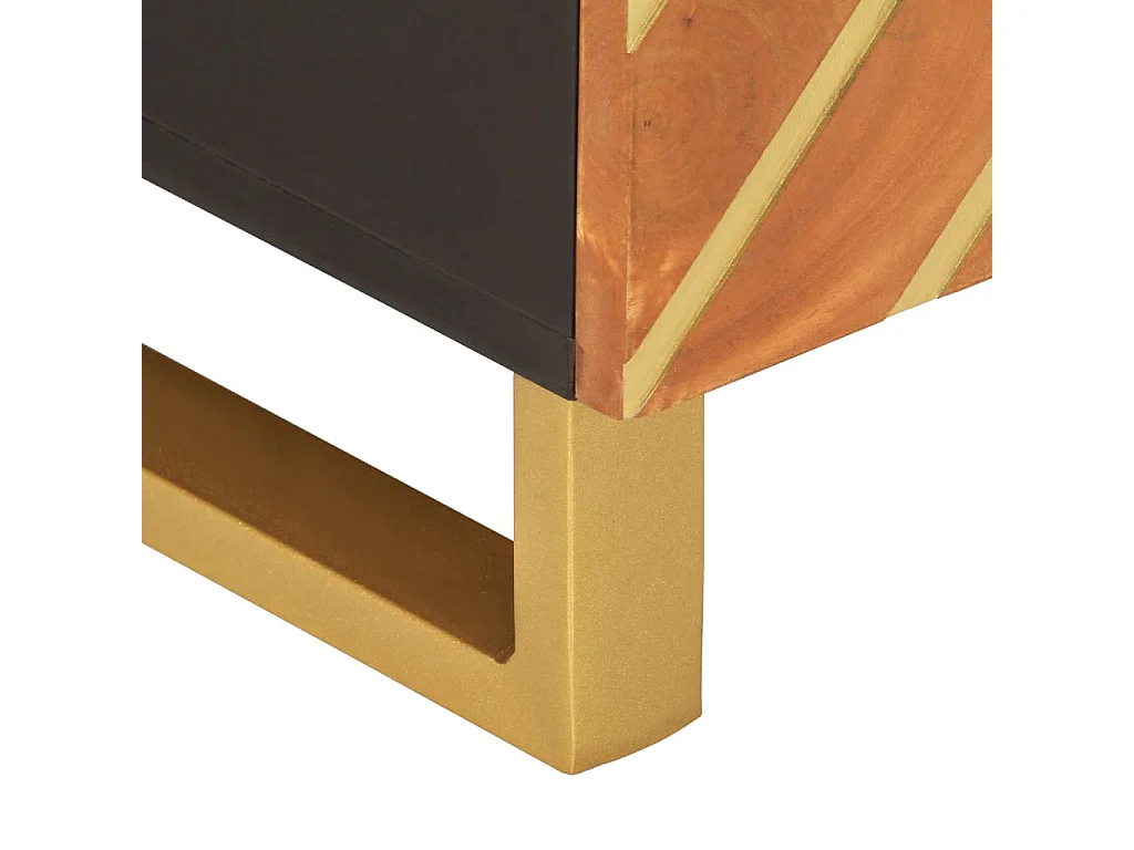 Mesa de centro madera maciza de mango negro marrón 80x50x40 cm