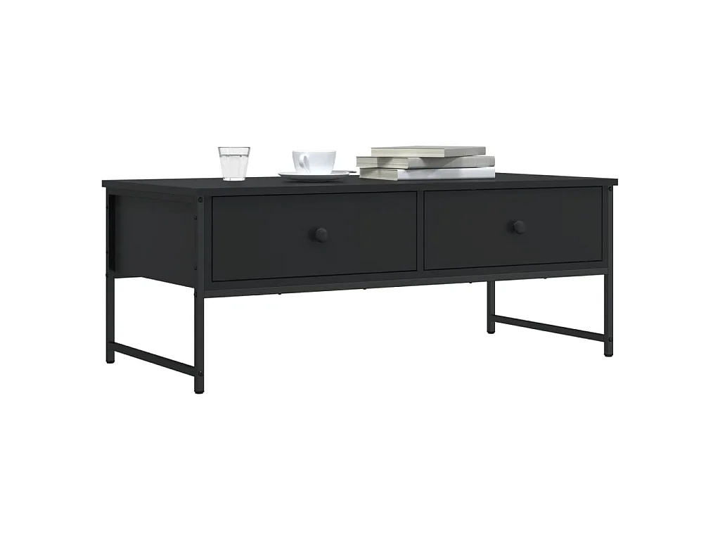 Tavolino da Salotto Nero 101x49x39,5 cm in Legno Multistrato