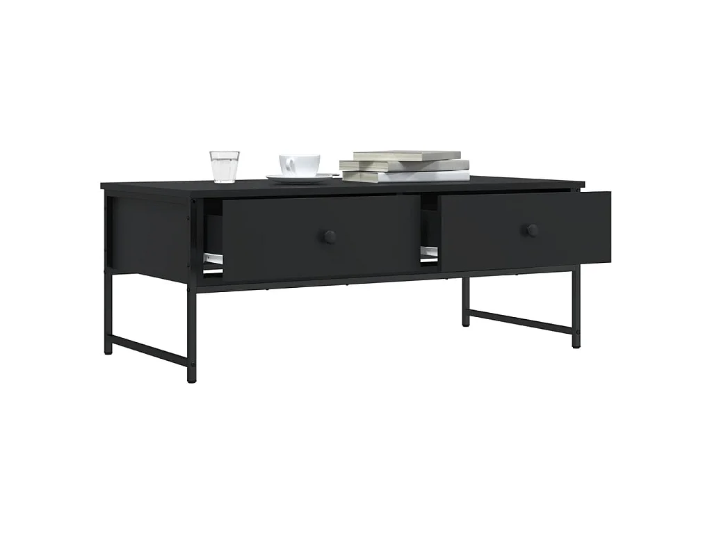 Tavolino da Salotto Nero 101x49x39,5 cm in Legno Multistrato