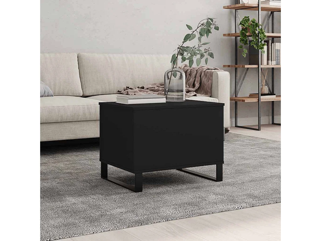 Tavolino da Salotto Nero 60x44,5x45 cm in Legno Multistrato