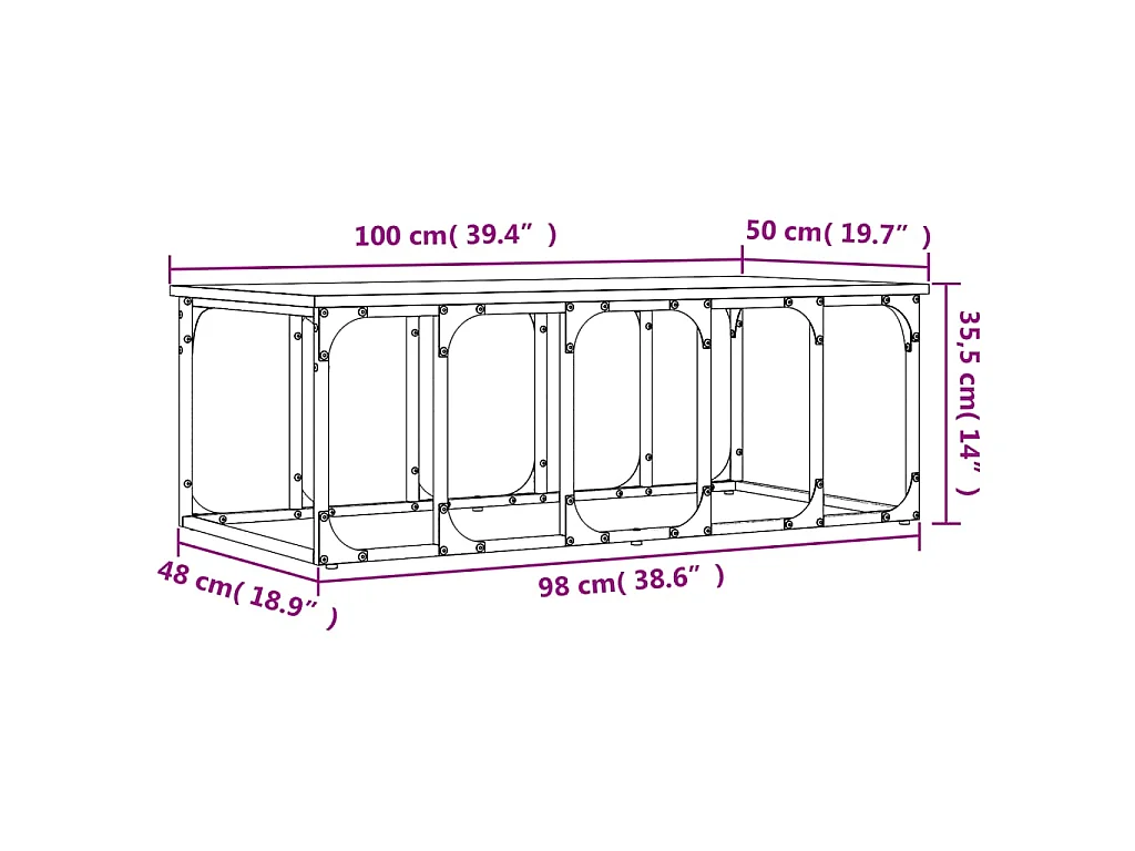 Salontafel 100x50x35,5 cm bewerkt hout zwart