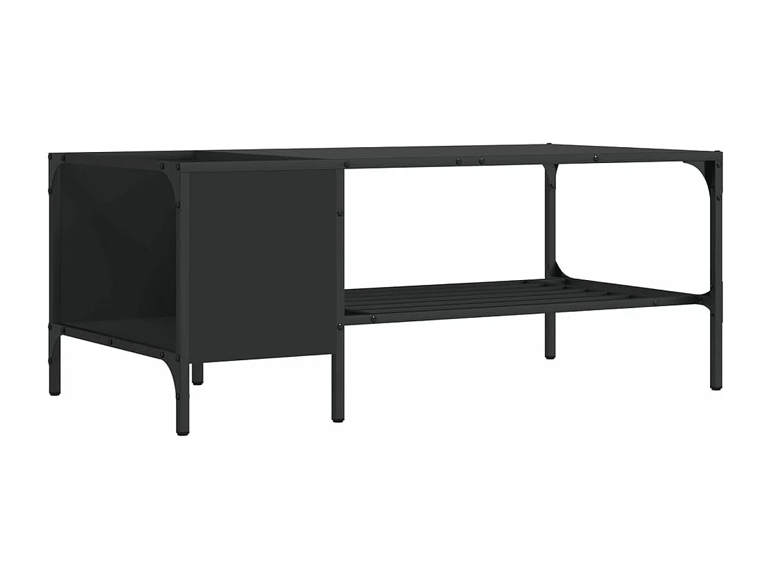 Mesa de centro con estante madera ingeniería negro 100x51x40 cm