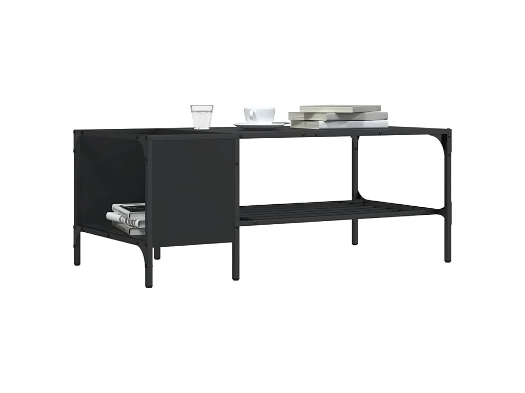 Table basse avec support noir 100x51x40 cm bois d'ingénierie