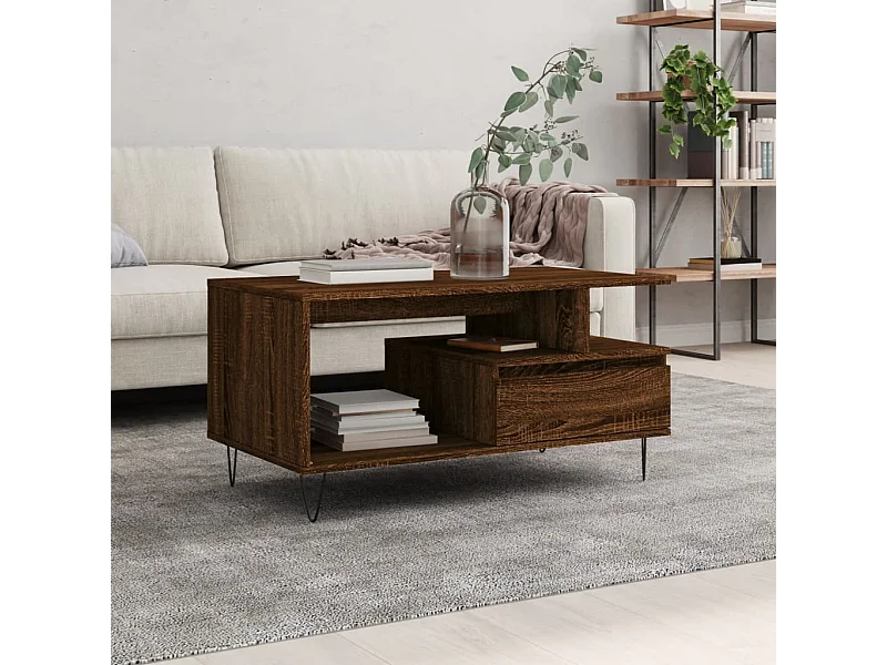 Table basse Chêne marron 90x49x45 cm Bois d'ingénierie