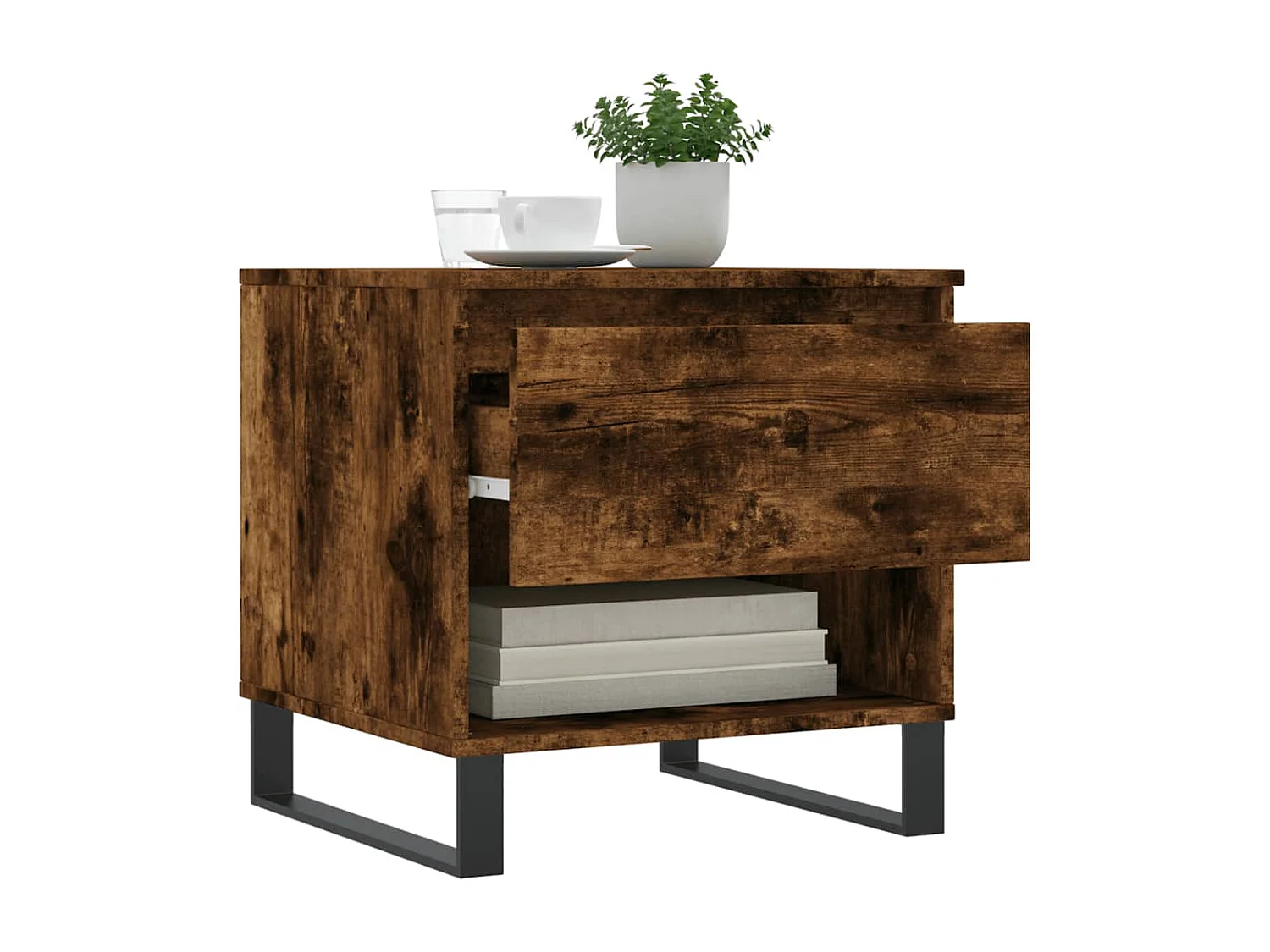 Tavolino da Salotto Rovere Fumo 50x46x50cm in Legno Multistrato