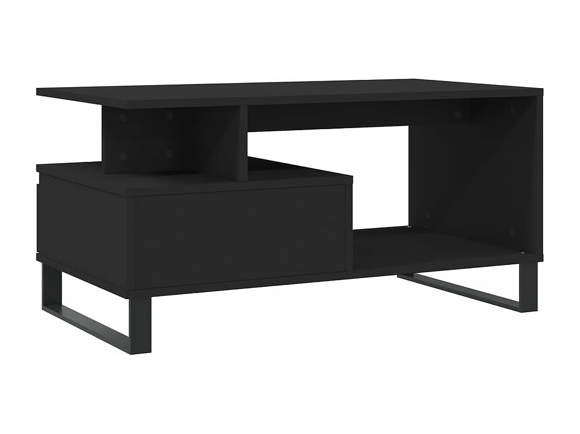 Mesa de centro madera contrachapada negro 90x49x45 cm
