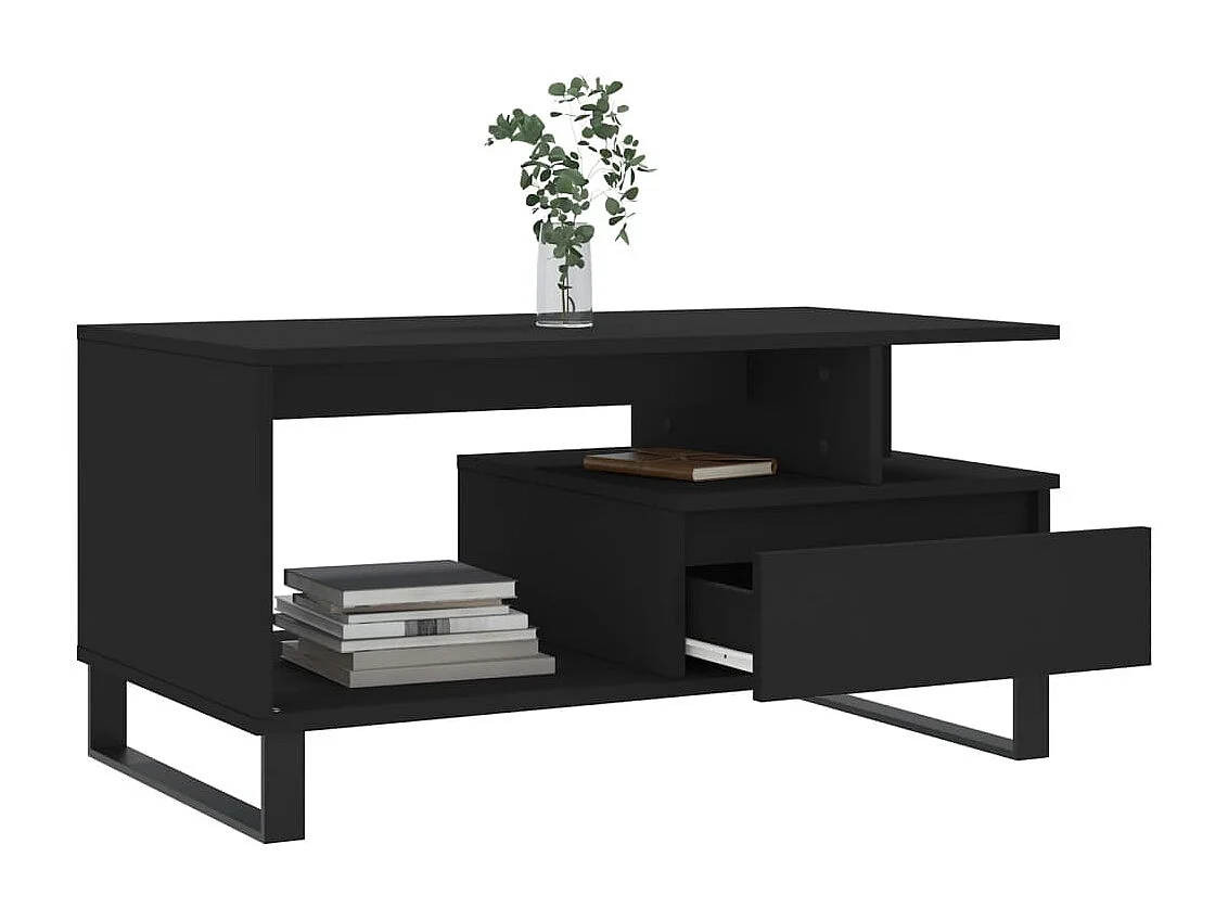Table basse Noir 90x49x45 cm Bois d'ingénierie