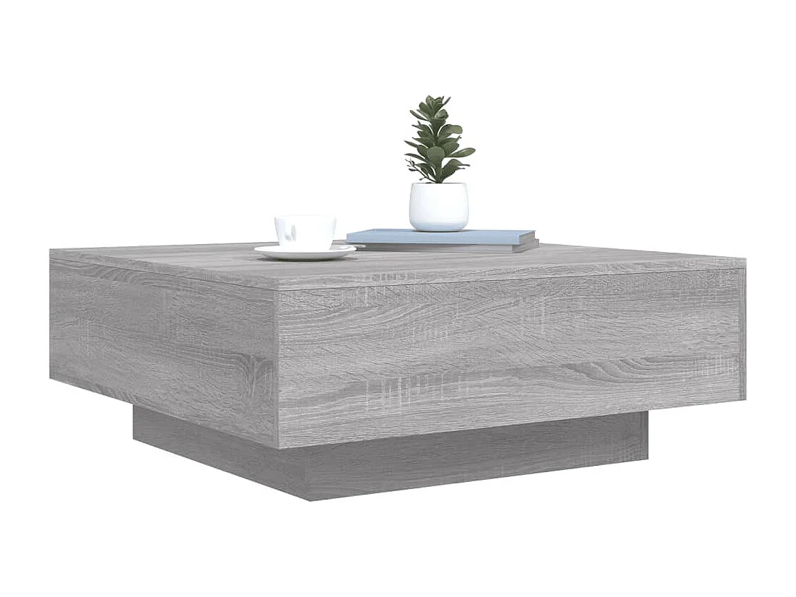 Couchtisch mit LED-Leuchten Grau Sonoma 80x80x31 cm