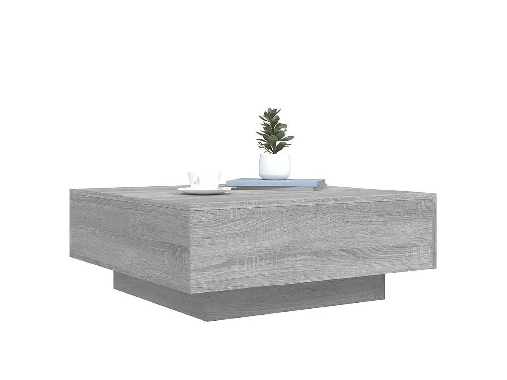 Table basse avec lumières LED sonoma gris 80x80x31 cm