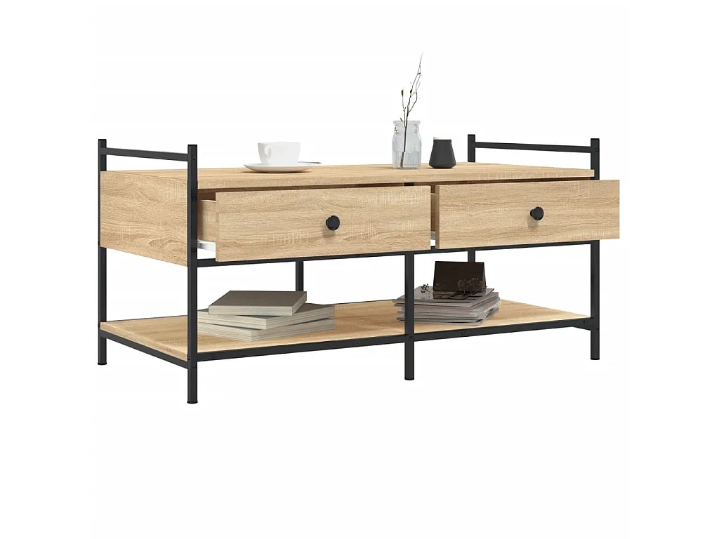 Tavolino da Salotto Rovere Sonoma 99x50x50cm Legno Multistrato