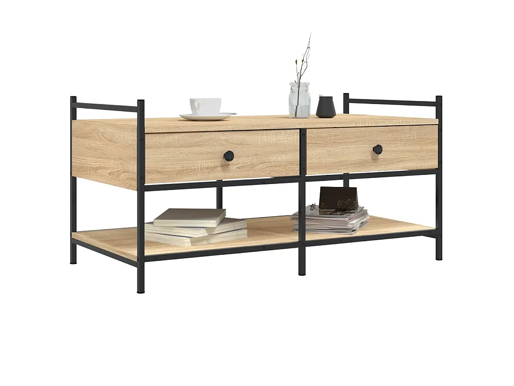 Tavolino da Salotto Rovere Sonoma 99x50x50cm Legno Multistrato