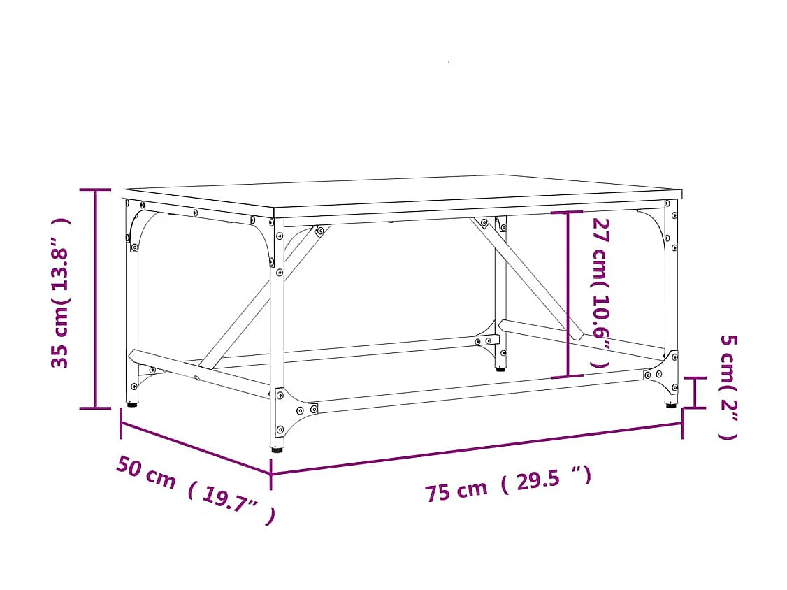 Couchtisch Schwarz 75x50x35 cm Holzwerkstoff