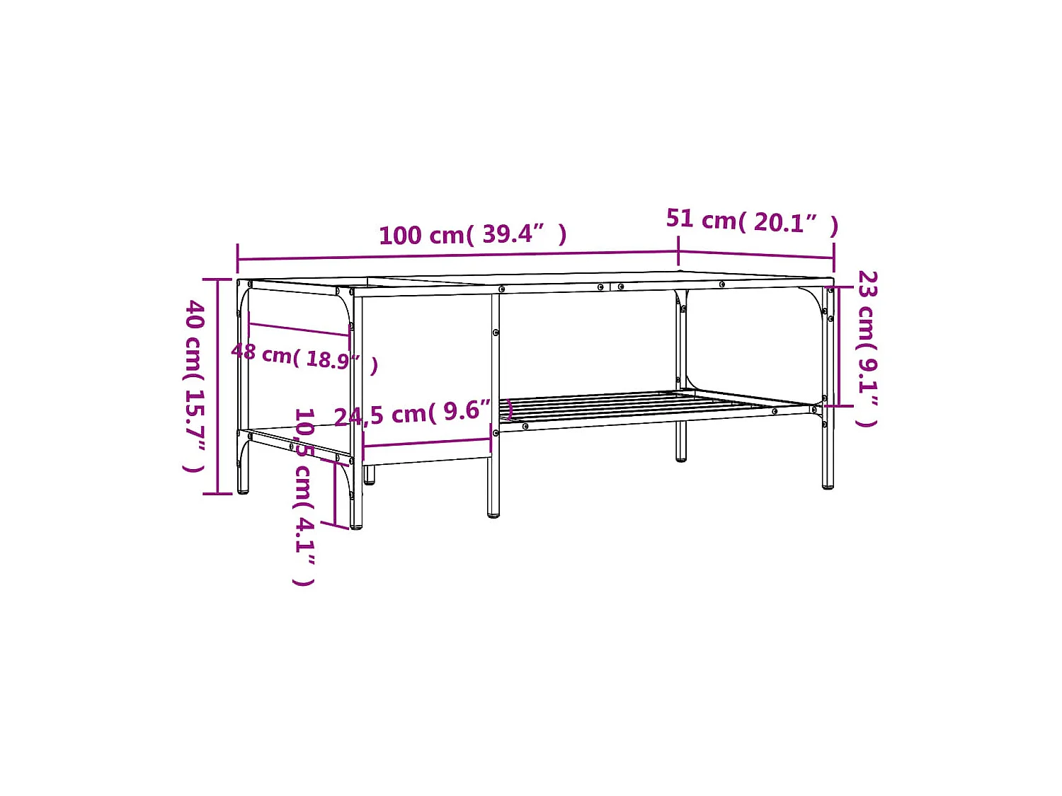 Table basse support chêne sonoma 100x51x40cm bois d'ingénierie