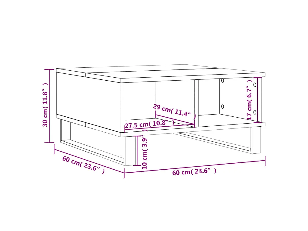 Table basse chêne marron 60x60x30 cm bois d'ingénierie
