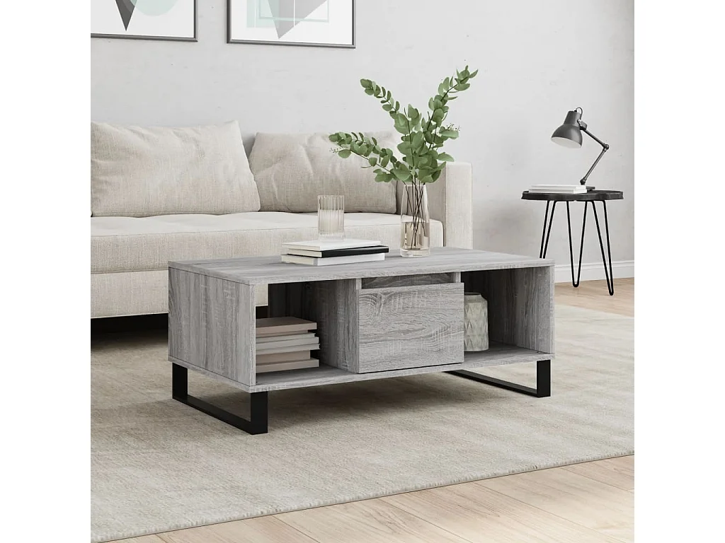 Table basse Sonoma gris 90x50x36,5 cm Bois d'ingénierie