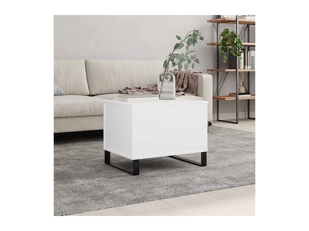 Table basse Blanc 60x44,5x45 cm Bois d'ingénierie